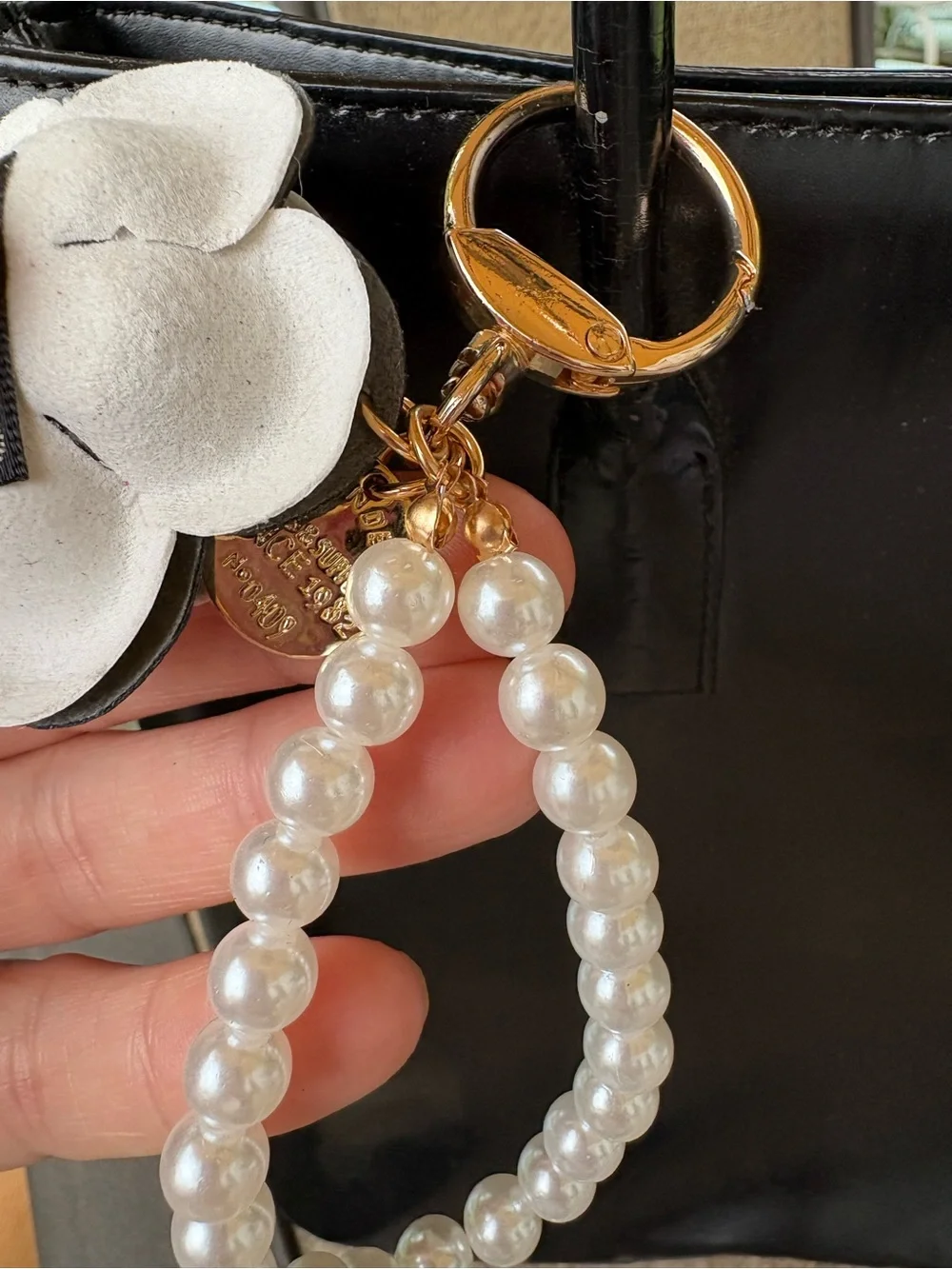 Elegant Bag Flower with Pearl Bag Charm
